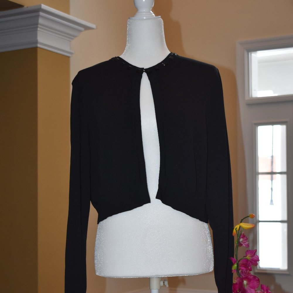 Black Bolero jacket with beading at the collar